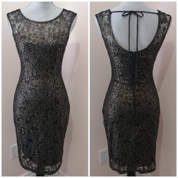 🇨🇦 Black & Gold LeChateau Sheath Dress-- NWT and Made in Canada! - Picture 1 of 11